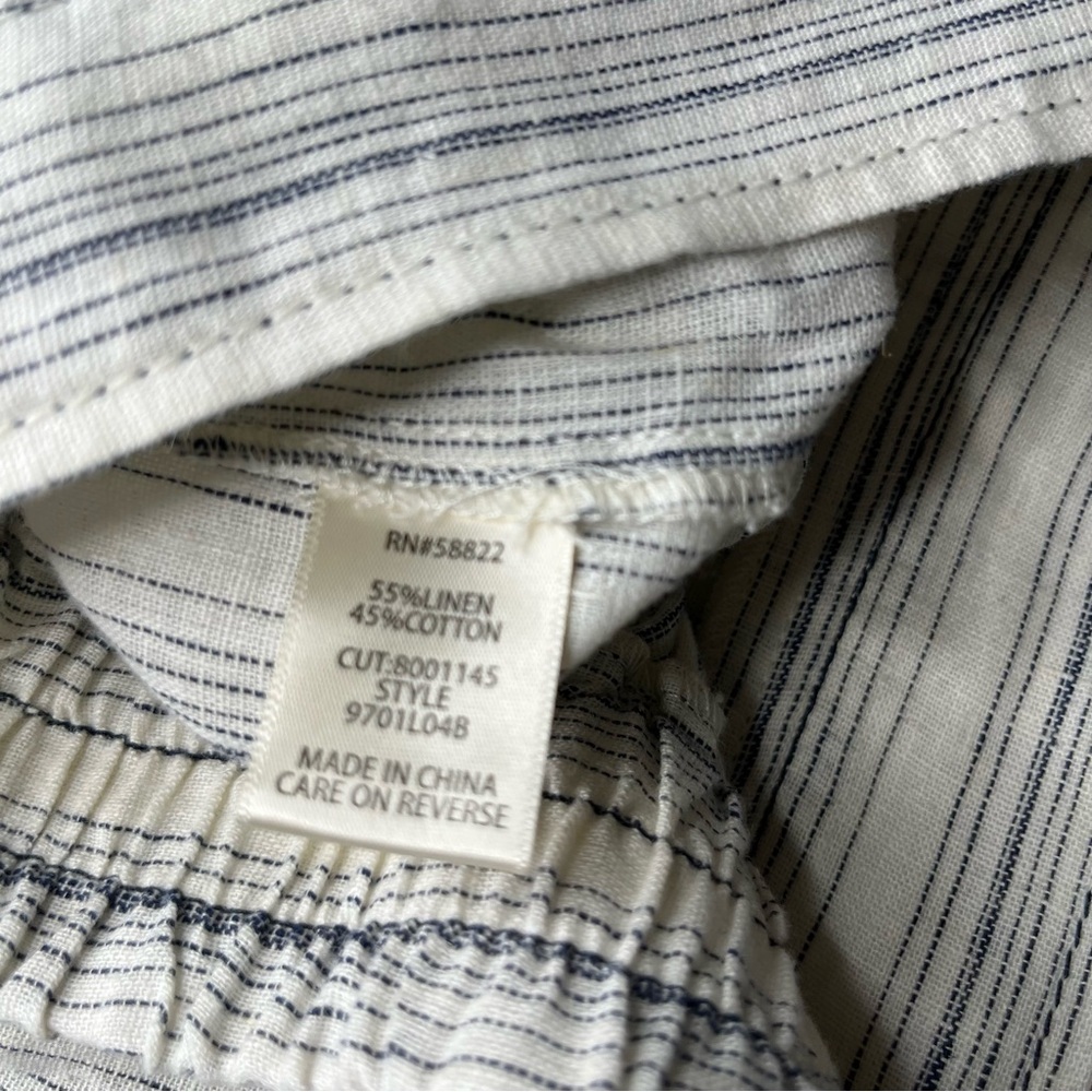 Max Studio High Waisted Striped Cropped Linen Pants Size L - Picture 3 of 6